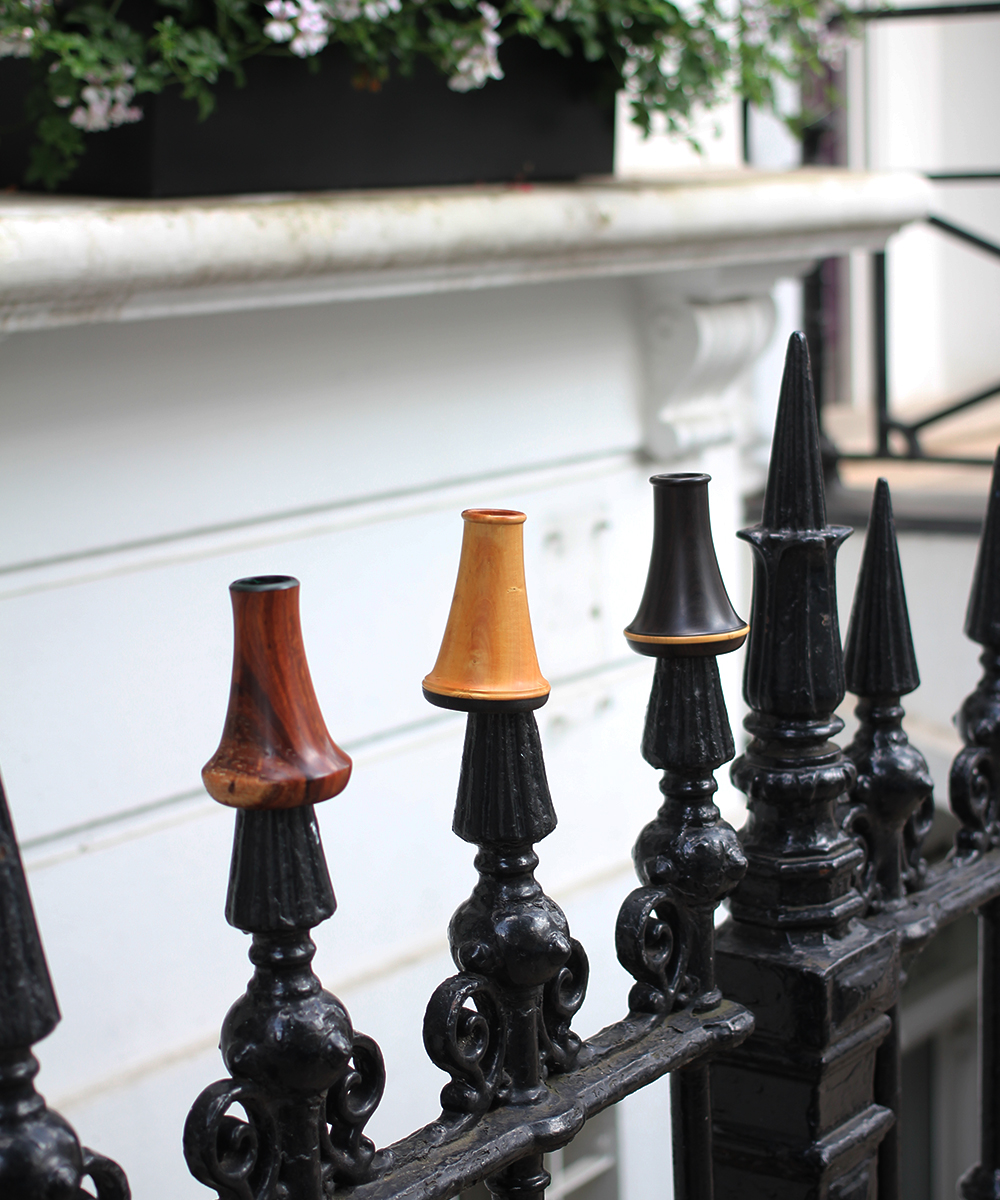 Clarinet bells on London railings